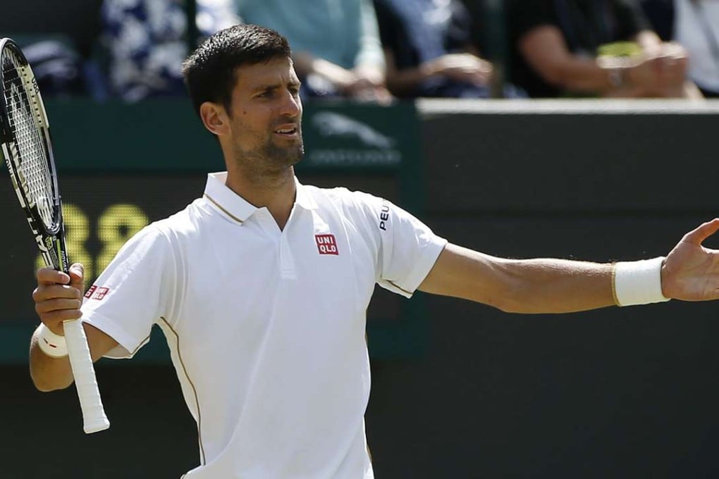 Novak Djokovic reacts during his match against Sam Querrey. Photo: Reuters