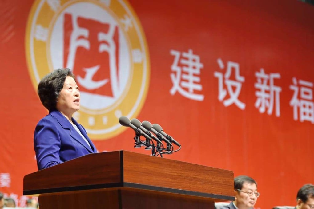 Sun Chunlan, head of the United Front Work Department, addresses private sector managers in Fuzhou, Fujian province on June 18: Photo: SCMP Pictures