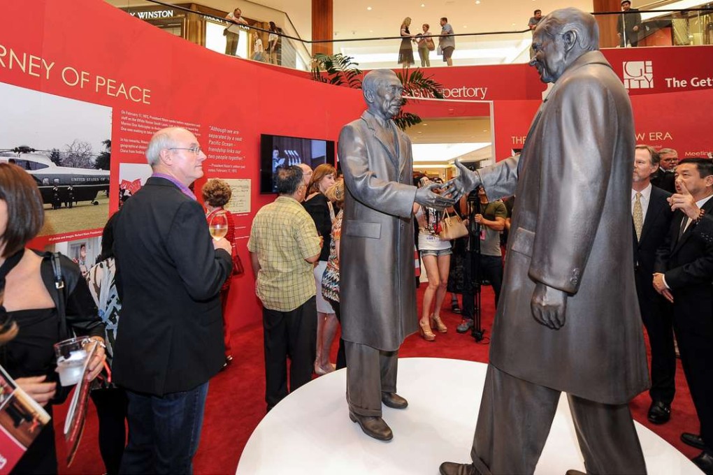 An exhibition focusing on US president Richard Nixon’s 1972 trip to China and 40 years of China-US cultural exchange opened in Costa Mesa, California, last month. Photo: Xinhua