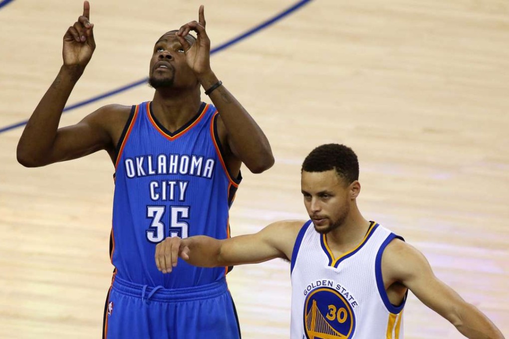 What a combination: Kevin Durant’s days with the Oklahoma City Thunder are over and he will join Stephen Curry at the Golden State Warriors. Photo: EPA