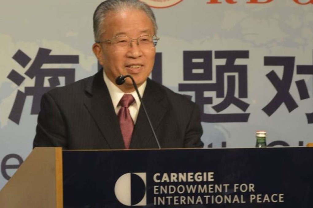 Former top Chinese diplomat Dai Bingguo speaks on Tuesday at the forum held by US and Chinese think tanks in Washington. Photo: Renmin University of China