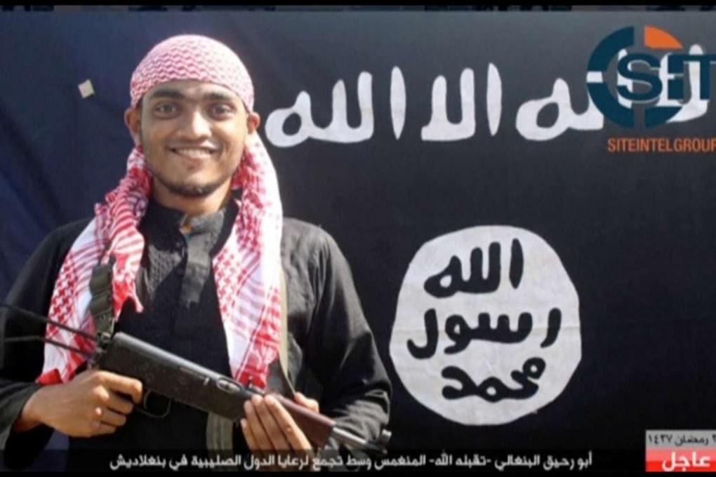 A still image taken from an Islamic State video believed to show one of the five gunmen who carried out the deadly attack at Holey Artisan Bakery in Dhaka. Photo: Reuters