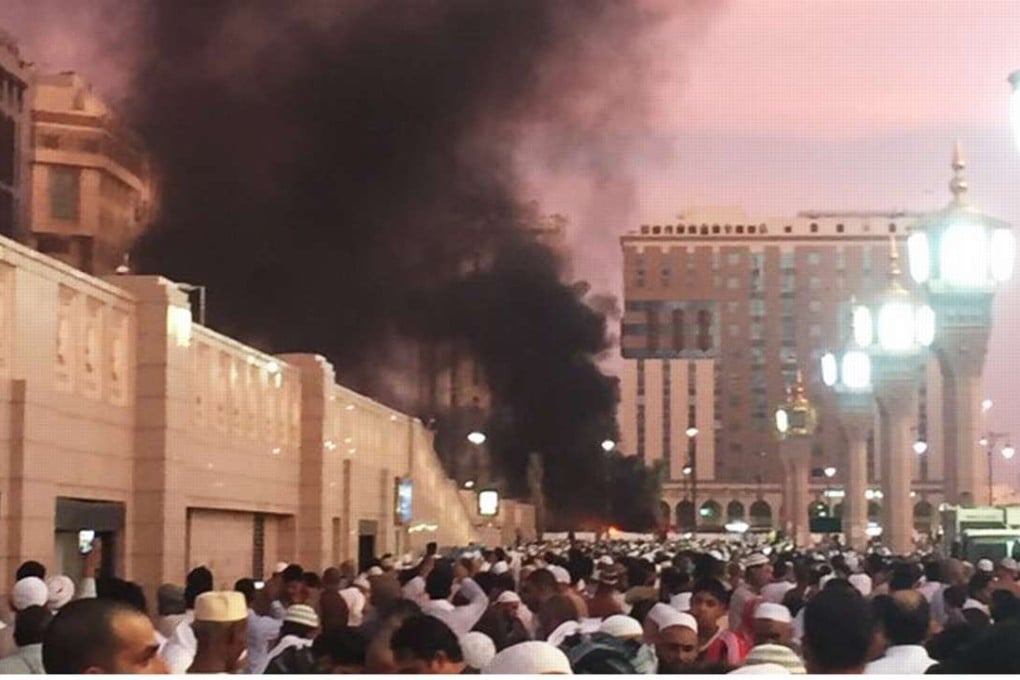 The site of the explosion in Medina, Saudi Arabia. Photo: AP