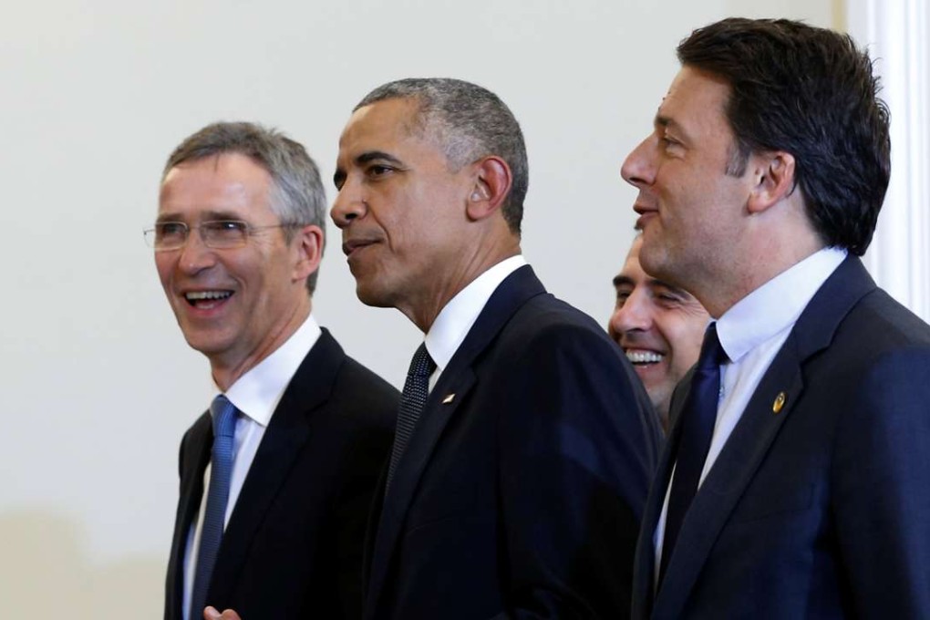 Nato Secretary-General Jens Stoltenberg (left), US President Barack Obama (centre) and Italy's Prime Minister Matteo Renzi. Photo: Reuters