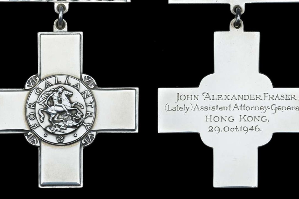 The George Cross awarded to John Alexander Fraser with his name on the reverse. Photo: SCMP Pictures