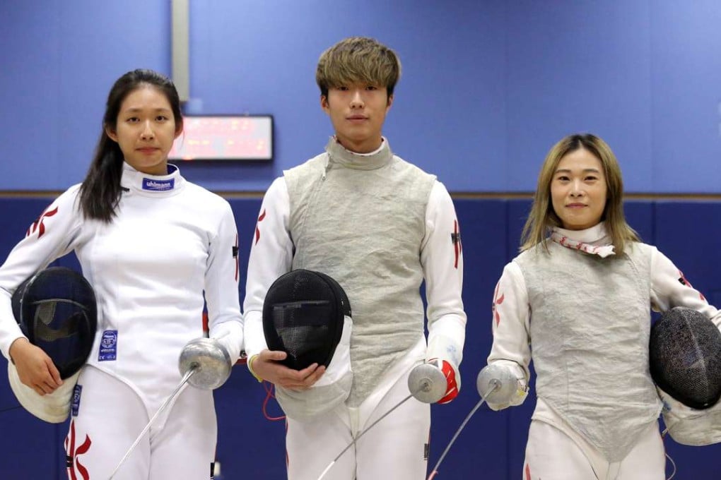 Hong Kong’s Olympic fencing team from left to right: Vivian Kong Man-wai, women's epee; Cheung Ka-long, men's foil and Lin Po-heung, women's foil. Photos: Dickson Lee