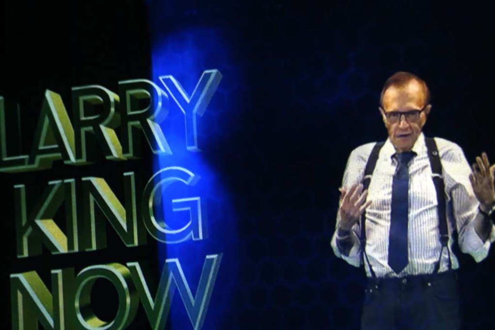 A holographic image of Larry King was projected during a June 24, 2016 demonstration at Hong Kong Science and Technology Park. The HumaGrams technology enables two way interaction with an audience, according to ARHT Media. Photo: David Wong