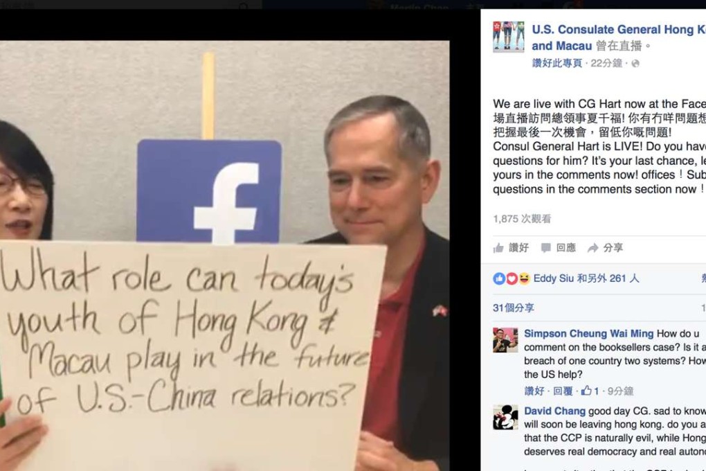 Consul General Clifford Hart live on Facebook. Photo: Facebook