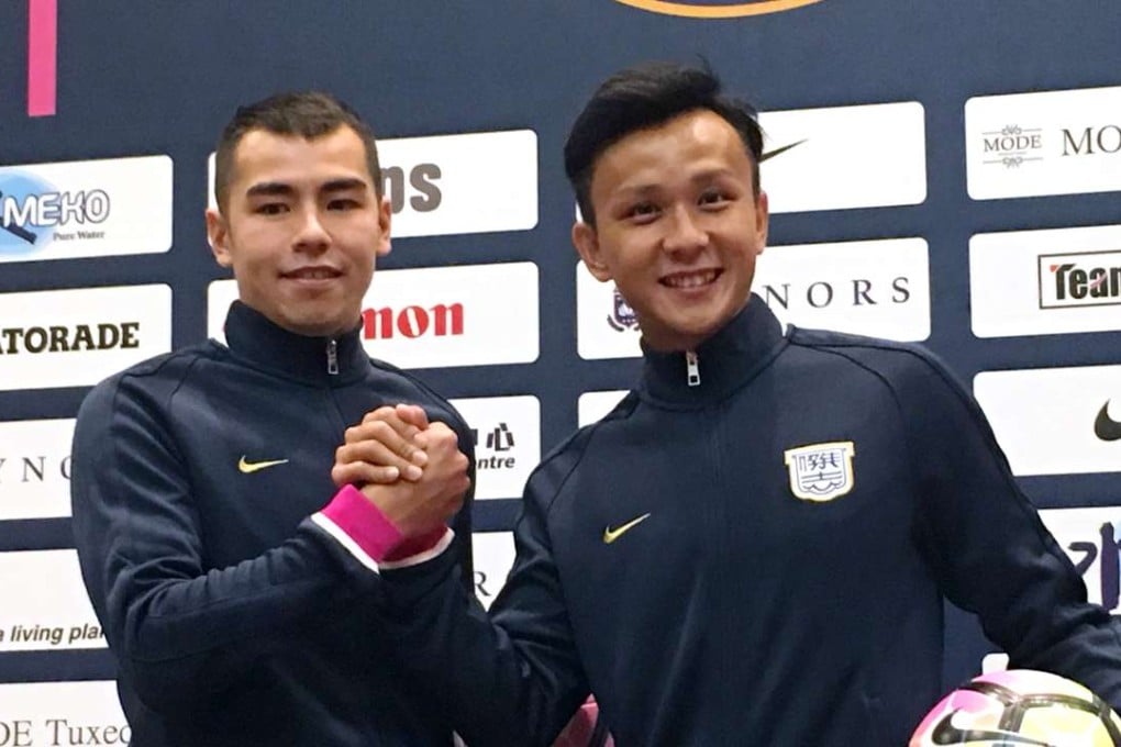 Kitchee's new player Andreas Lam Zhi-gin (left) and their captain Lo Kwan-yee. Photo: Chan Kin-wa