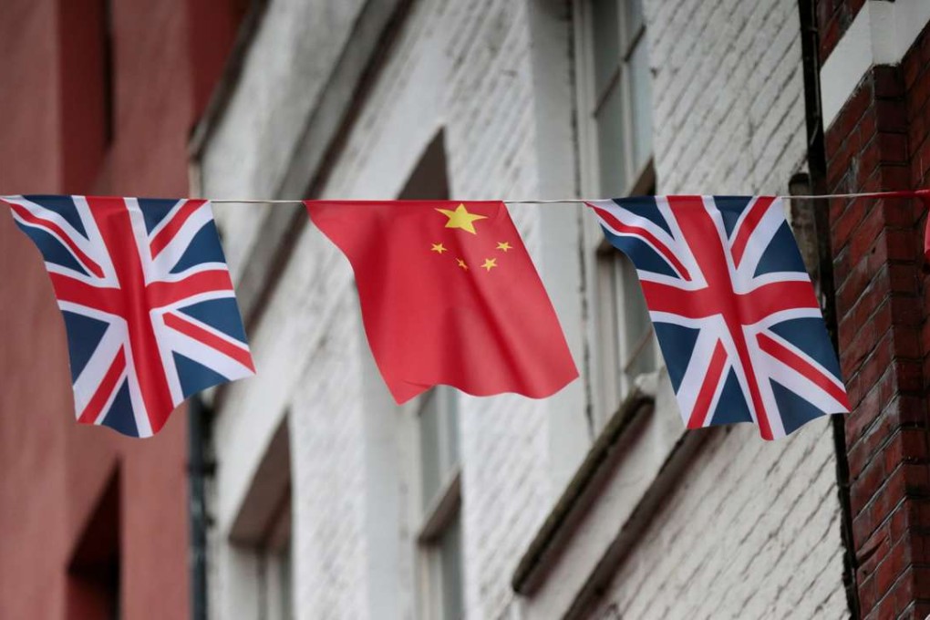Chinese and British flags fly in London's Chinatown. Photo: Reuters