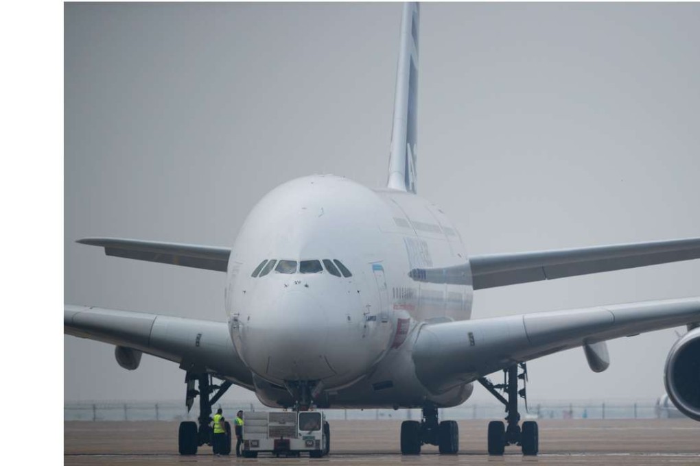 An Airbus A380 plane on the tarmac before taking off at the Zhuhai Airshow in 2014. Photo: AFP