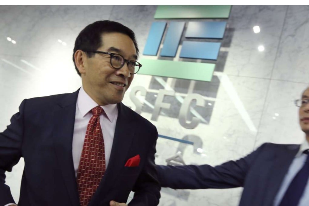 Securities and Futures Commission Chairman Carlson Tong Ka-shing at a media briefing on November 19, 2015. Photo: Edward Wong