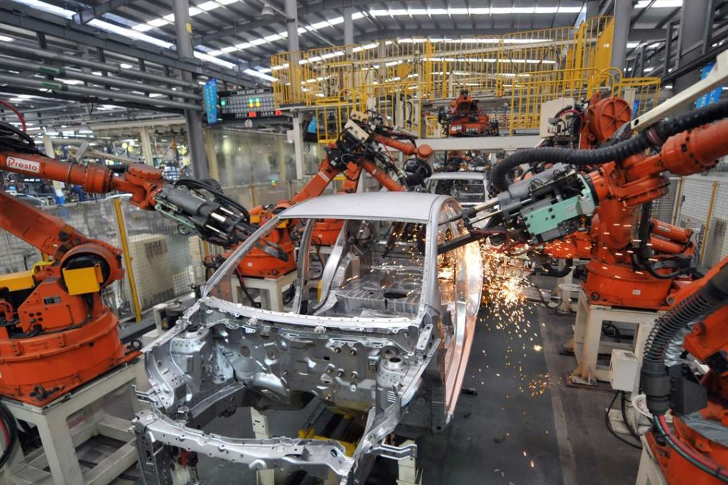 An assembly line in Geely Auto’s factory in Linghai, Zhejiang province. The government’s “Made in China – 2025” plan announced in May last year, heavily pushes IM, within an overall blueprint to transform the manufacturing sector towards higher value-added development. Photo: Xinhua
