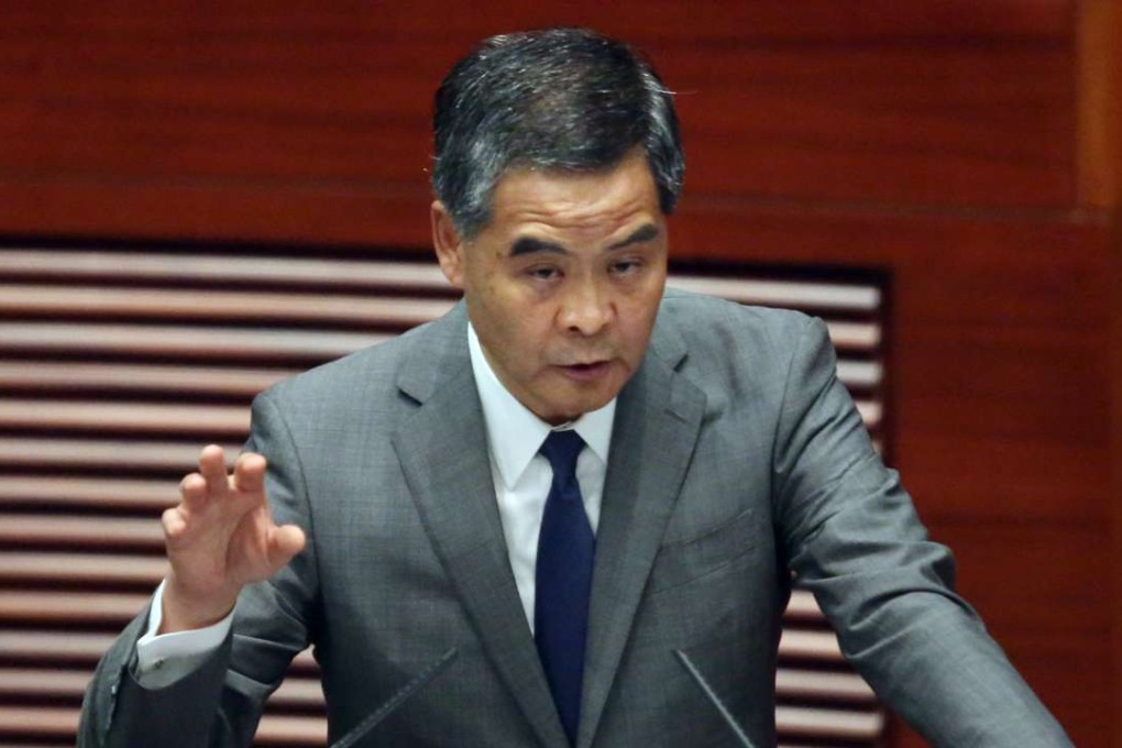 Chief Executive Leung Chun-ying answers questions in Legco. Photo: Sam Tsang