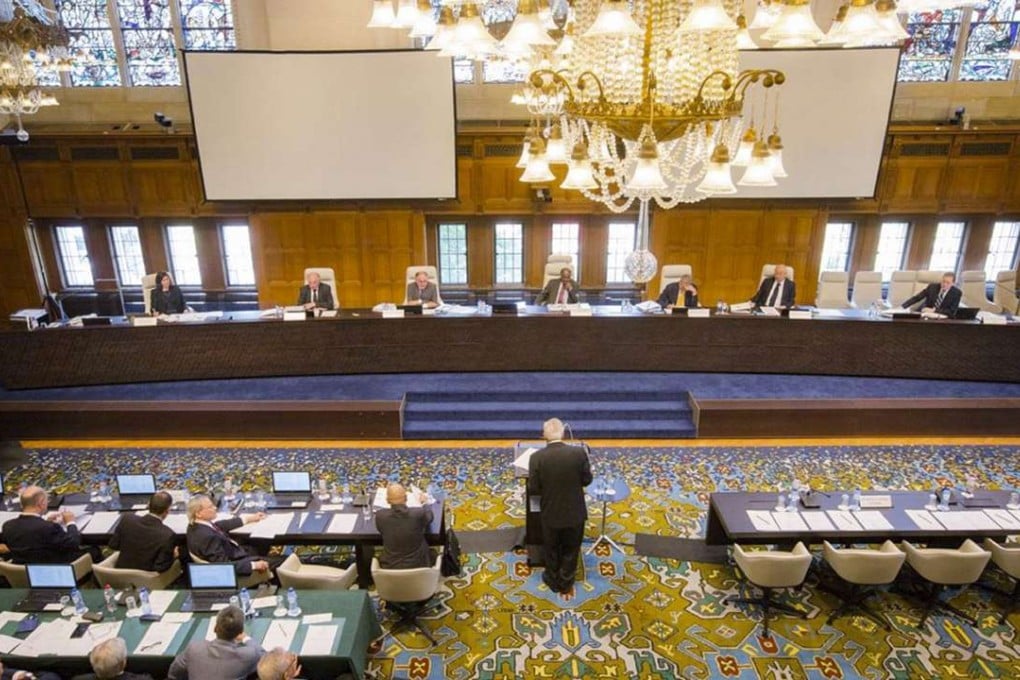 The Permanent Court of Arbitration hears the South China Sea case. Photo: AP