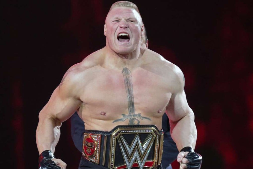 In this March 29, 2015, file photo, Brock Lesnar makes his entrance at Wrestlemania XXXI. AP