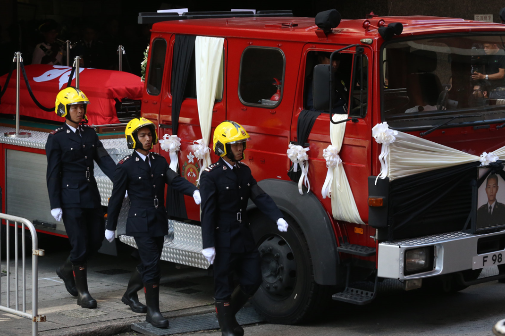 Senior fire officer Thomas Cheung was given a funeral with full honours. Photo: K.Y. Cheng