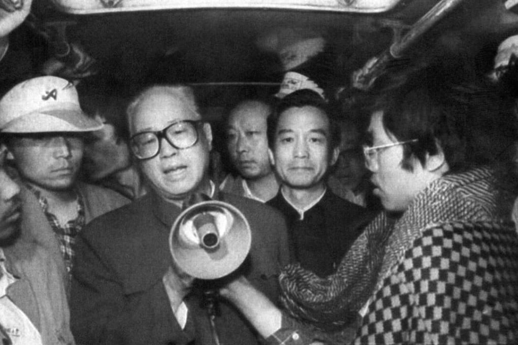 Zhao Ziyang addresses student hunger strikers in Beijing in May 1989. Photo: AFP