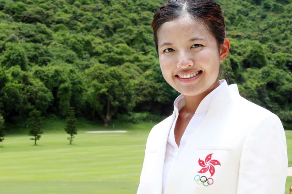 Hong Kong golfer Tiffany Chan Tsz-ching, who qualified for the Rio Olympics, meets the media in Deep Water Bay. Photo: K Y Cheng