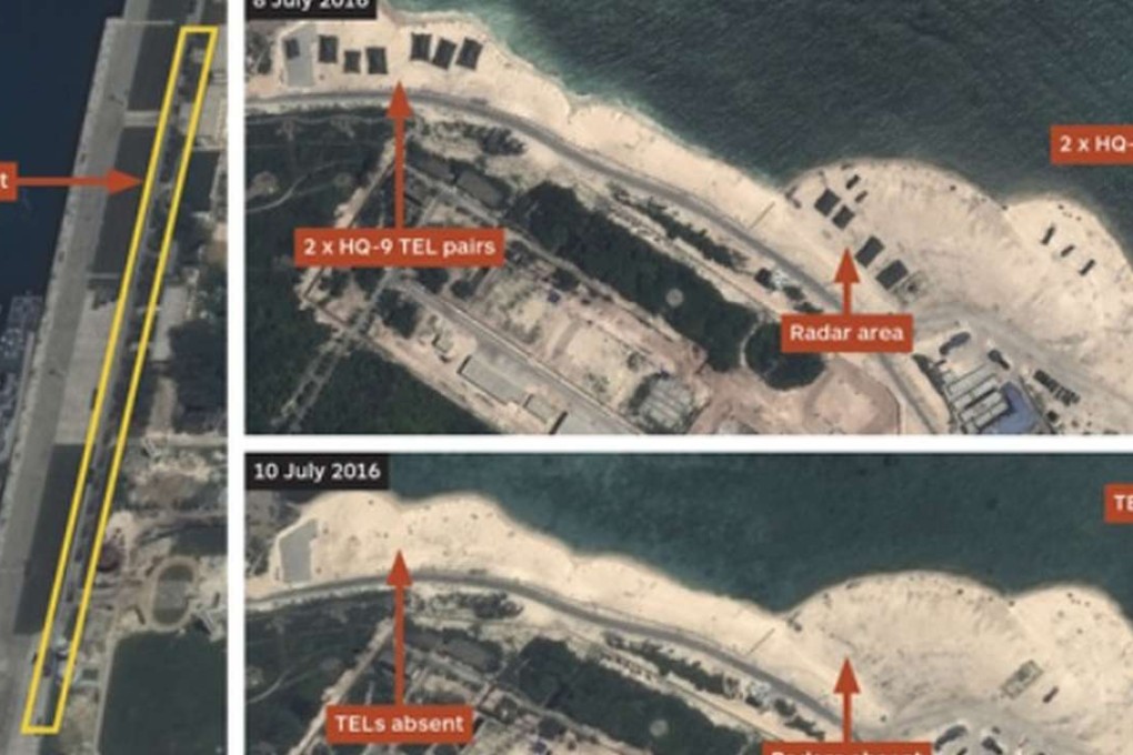 Airbus Defence and Space imagery shows the removal of HQ-9 strategic missile components from Woody Island. Photo: SCMP Pictures