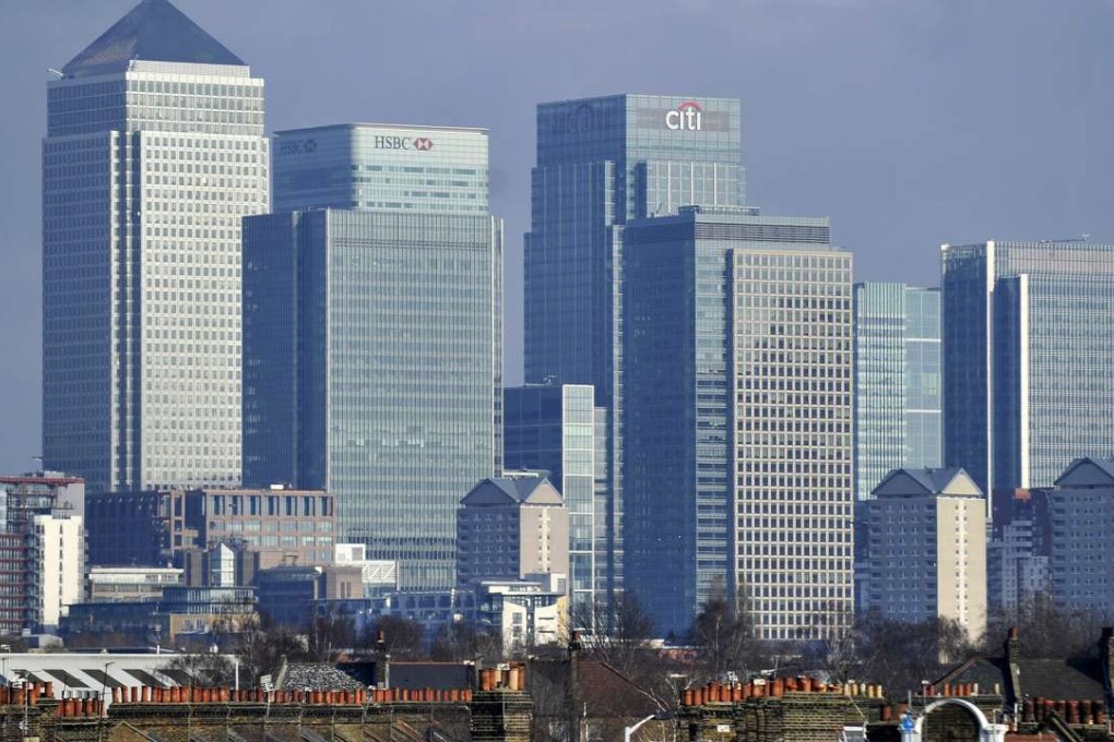 London's financial district at Canary Wharf as recession risks go up following the Brexit vote. Photo: EPA
