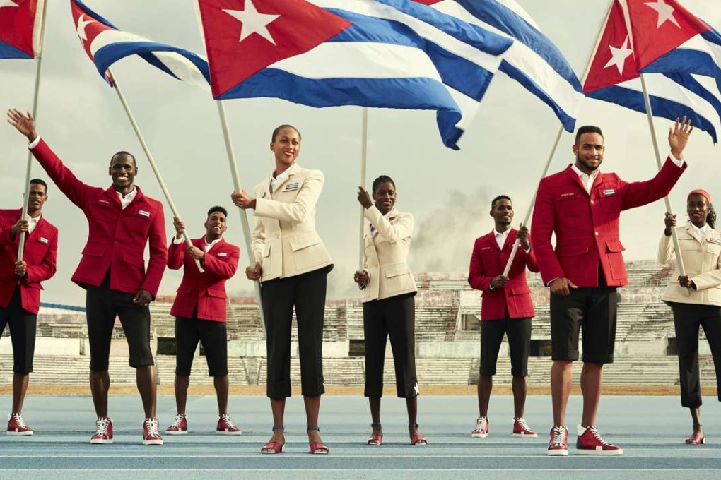 Cuban athletes model the Olympic ceremonial outfits Christian Louboutin helped design. Photos: Christian Louboutin