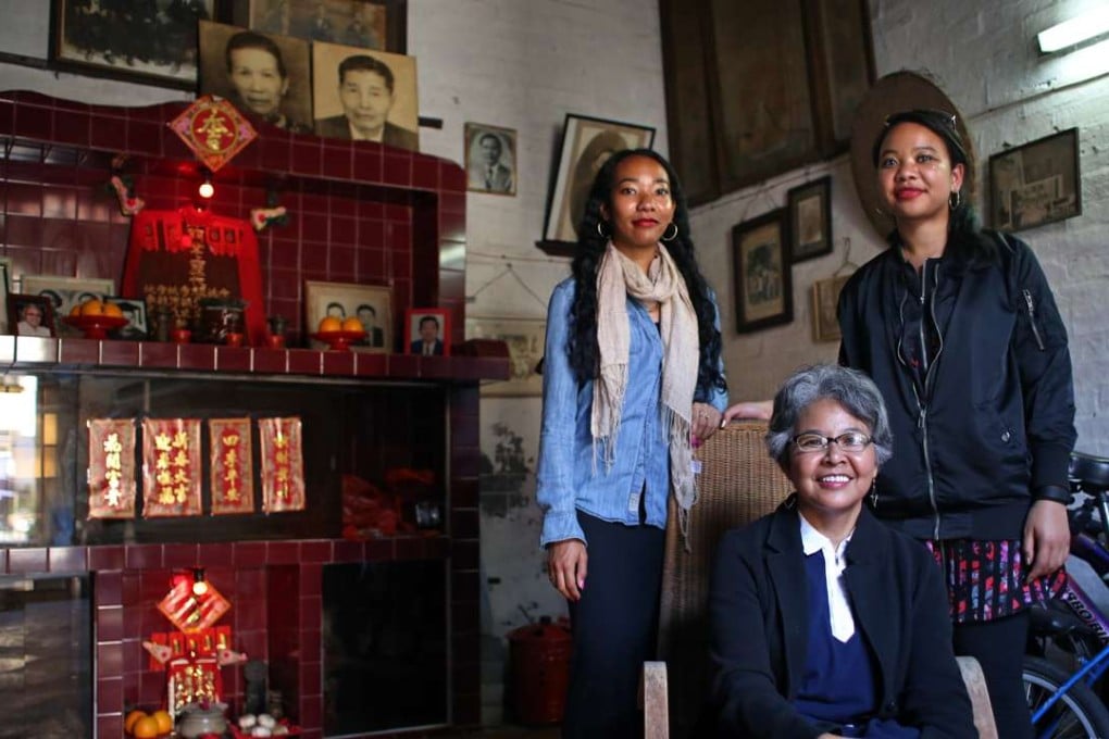 Author Gaia Goffe (left), her mother, Judith Hugh-Goffe, and sister Tao Leigh Goffe at the home of Judith's grandfather in Fan Leng Lau, Hong Kong. Photo: Bruce Yan