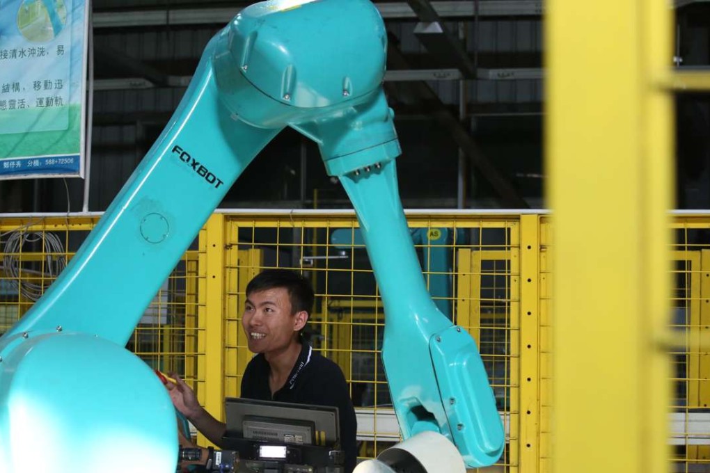 Testing for Foxbot is performed at a Foxconn factory in Shenzhen. The automatons are capable of performing more than 20 types of manufacturing tasks. Photo: Nora Tam