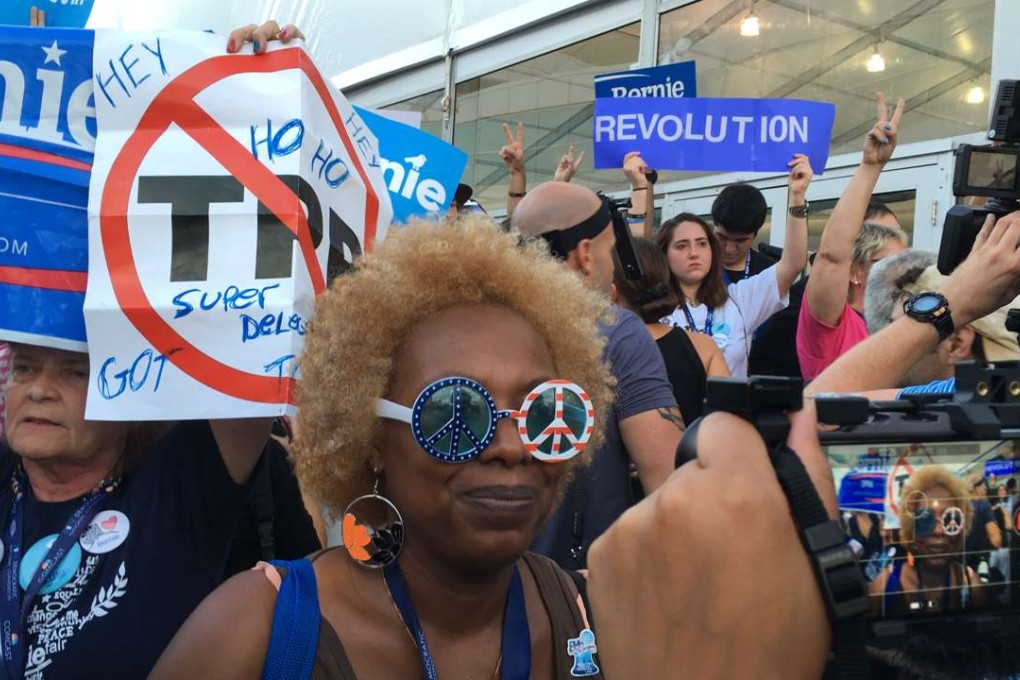 Supporters for Bernie Sanders demonstrate outside the venue for the Democratic National Convention in Philadelphia, Pennsylvania. Photo: AFP