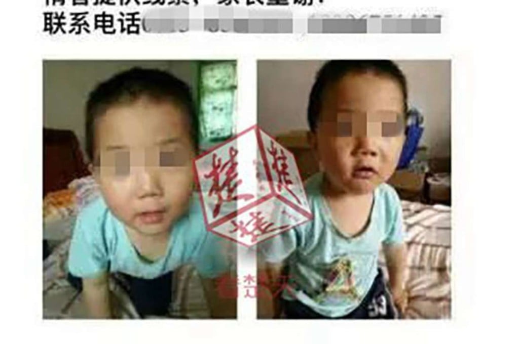 A notice was distributed in the town giving details of the missing boy. Photo: SCMP Pictures