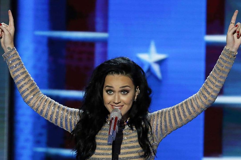 Katy Perry performs during the last day of the Democratic National Convention at the Wells Fargo Centre in Philadelphia on Thursday. Photo: TNS