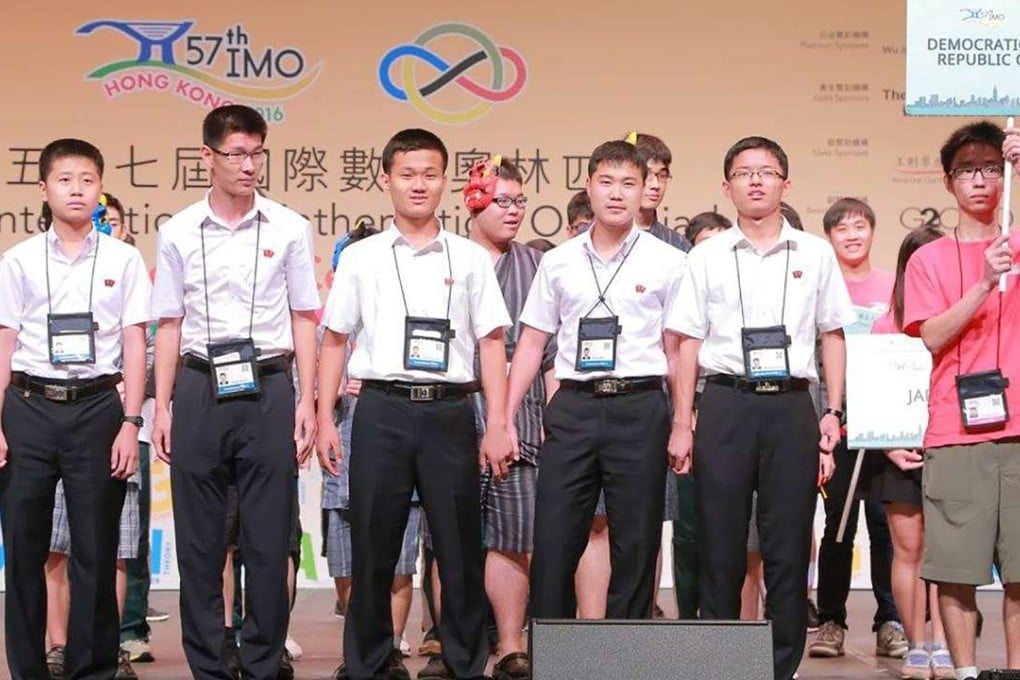 On July 10, five of the six students appearing on stage for the opening ceremony of the 57th International Mathematical Olympiad. Photo: SCMP Pictures
