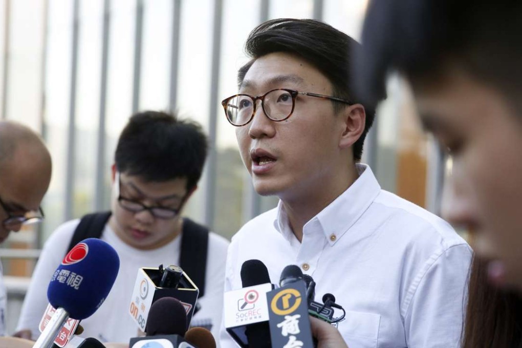 Edward Leung Tin-kai spoke to the media on Thursday. Photo: Sam Tsang