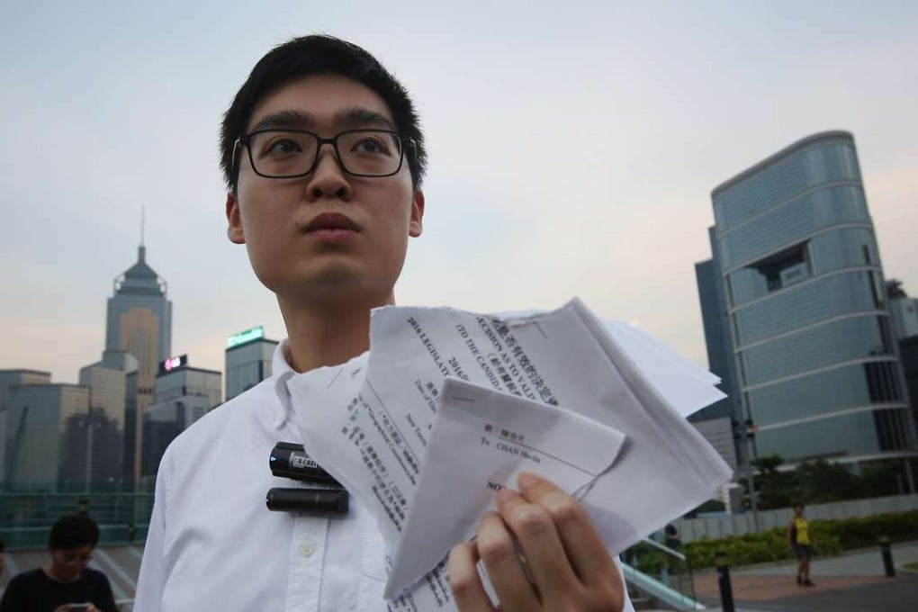 Hong Kong National Party convenor, Chan Ho-tin met the media in Tamar. Photo: Edward Wong