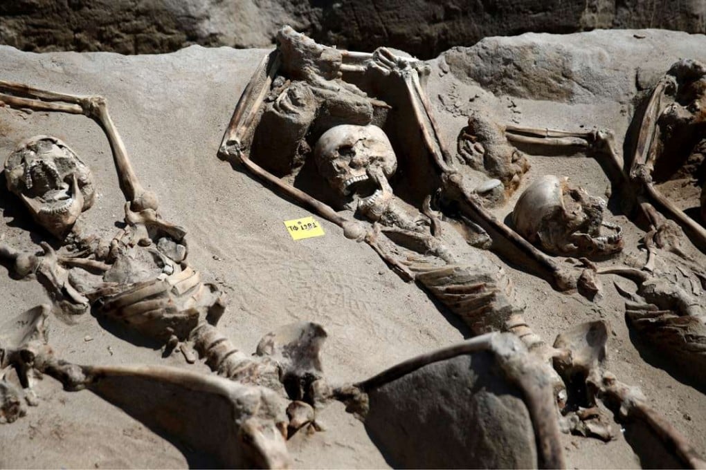 Rows of skeletons in iron shackles were dug up at the ancient Falyron Delta cemetery in Athens. Photo: Reuters