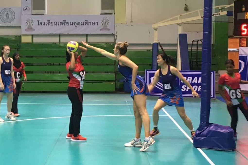 Hong Kong’s Victoria Smith defending against the Maldives during the Asian Netball Championships in Bangkok, Thailand on Tuesday 2, August, 2016. Photo: SCMP Pictures