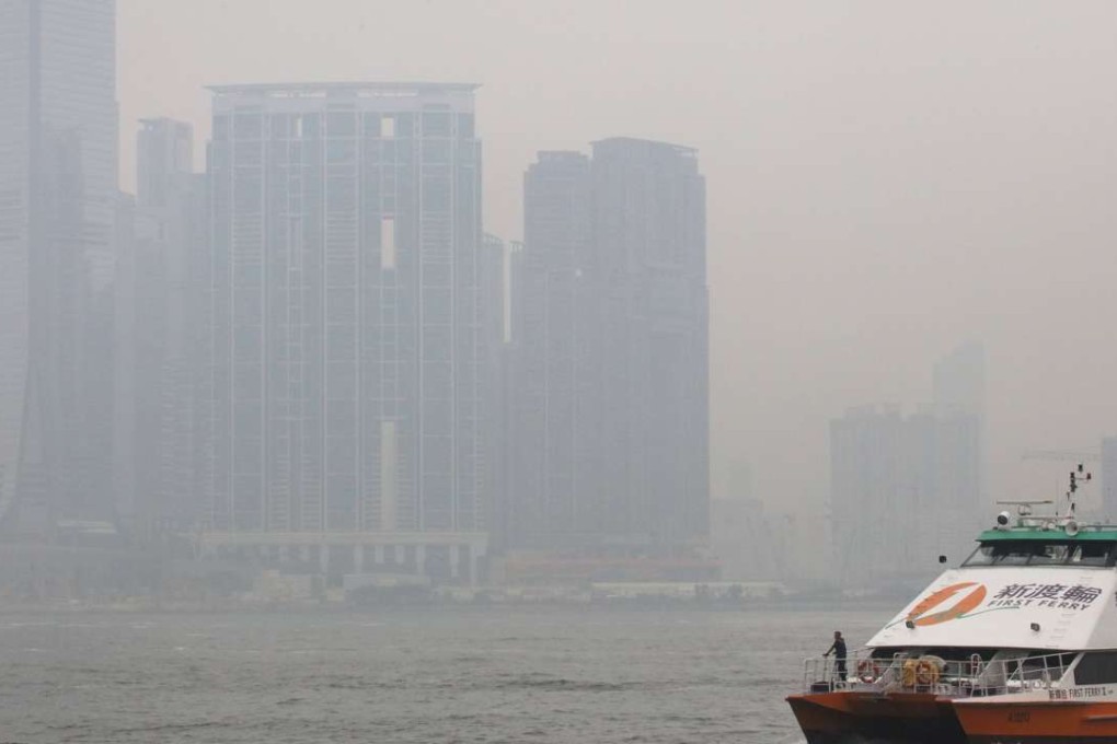 Grey skies at Central as Typhoon Nida approaches. Photo: Felix Wong
