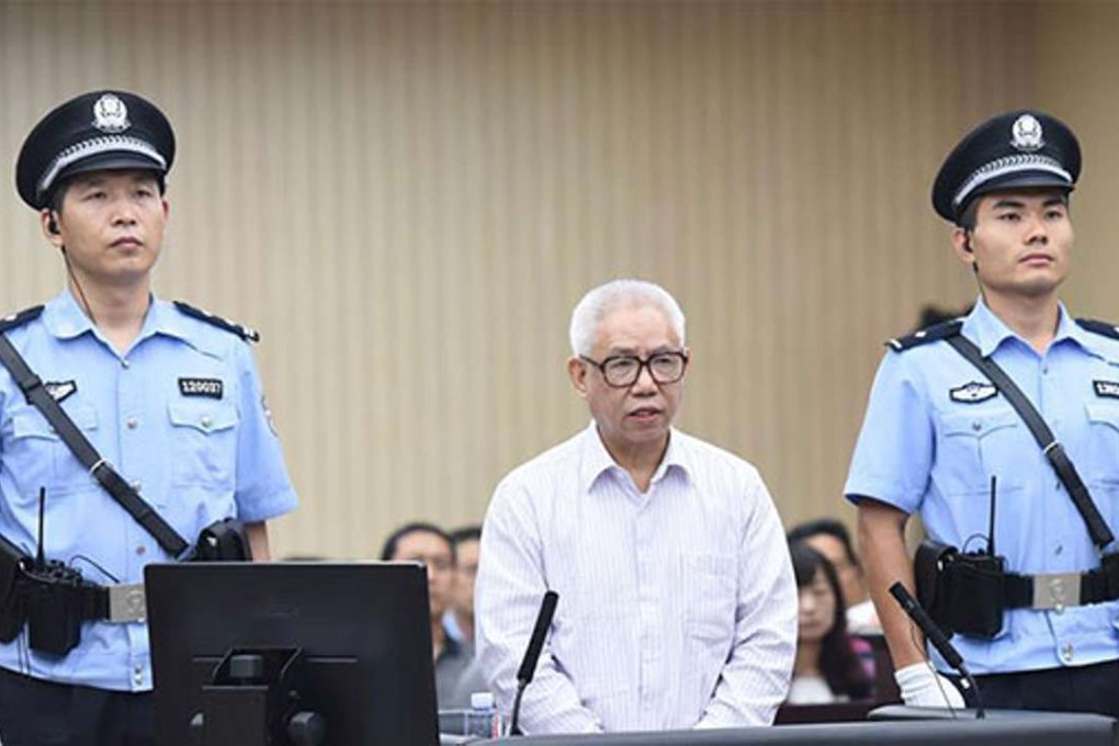 Hu Shigen faces the court in Tianjin on Wednesday morning. Photo: Xinhua