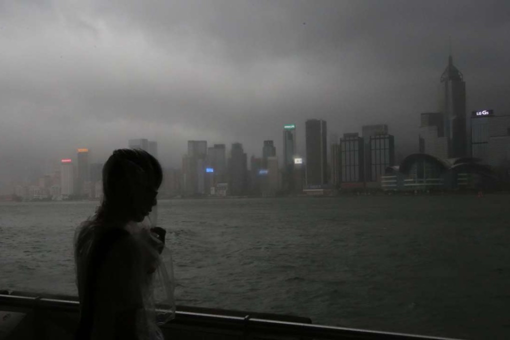 Dark skies over Victoria Harbour