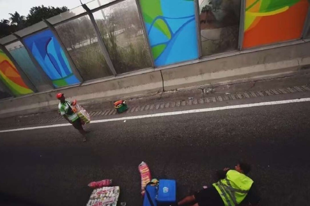 Photos purportedly show the scene following a shooting along one of the highways from the airport in Rio to the Athletes’ Village. Photo: Weibo