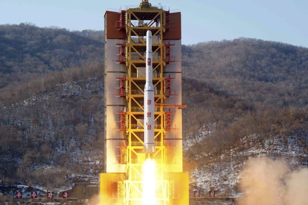 A rocket lifting off, said to be carrying North Korea's Earth observation satellite Kwangmyongsong-4, at the Sohae launch pad in Tongchang-ri, North Korea. Photo: AP
