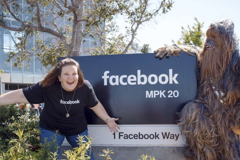 Candace Payne and Chewbacca at Facebook's Menlo Park campus. Photo: Mark Zuckerberg