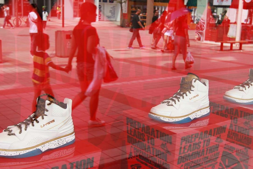 A Li-ning sportswear store in downtown Beijing. Its sales have been hit hard in recent years, as Chinese consumers continue their allegiance to foreign sports brands. Photo: Simon Song