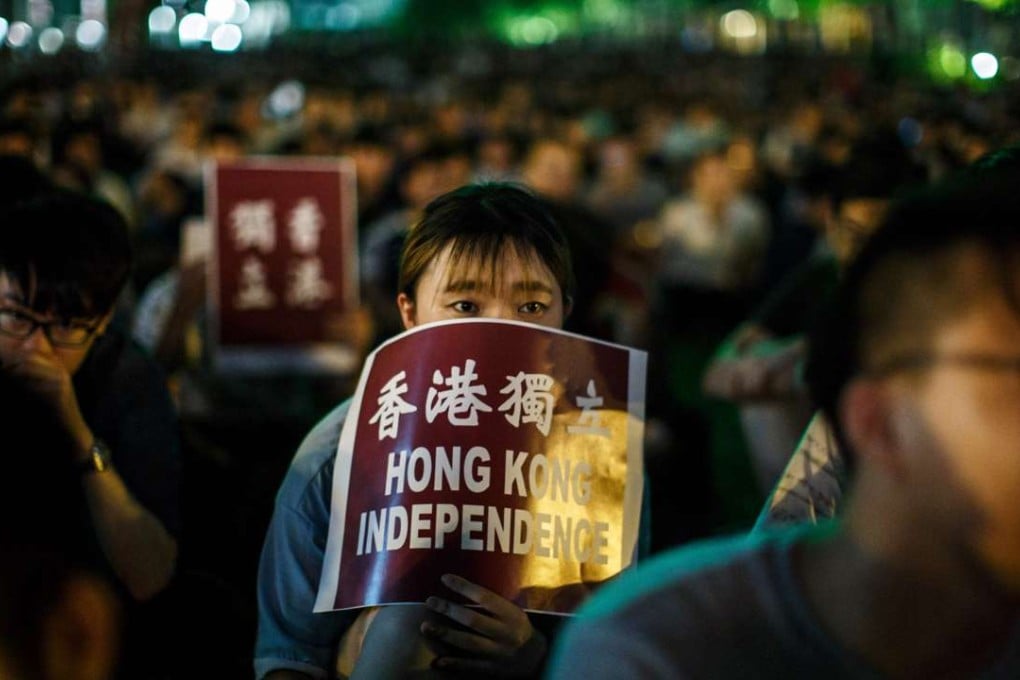 Hundreds of people gathered at a pro-independence rally in Hong Kong last Friday. Photo: AFP