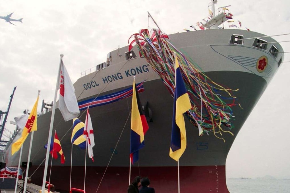 The christening ceremony of vessel OOCL Hong Kong at Hong Kong International Terminals, the largest container vessel to go on Hong Kong's ship register. OOIL has recorded a loss of US$56.66 million in six months ended June 2016, compared to a profit of US$238.63 million in the same period last year. Photo: SCMP