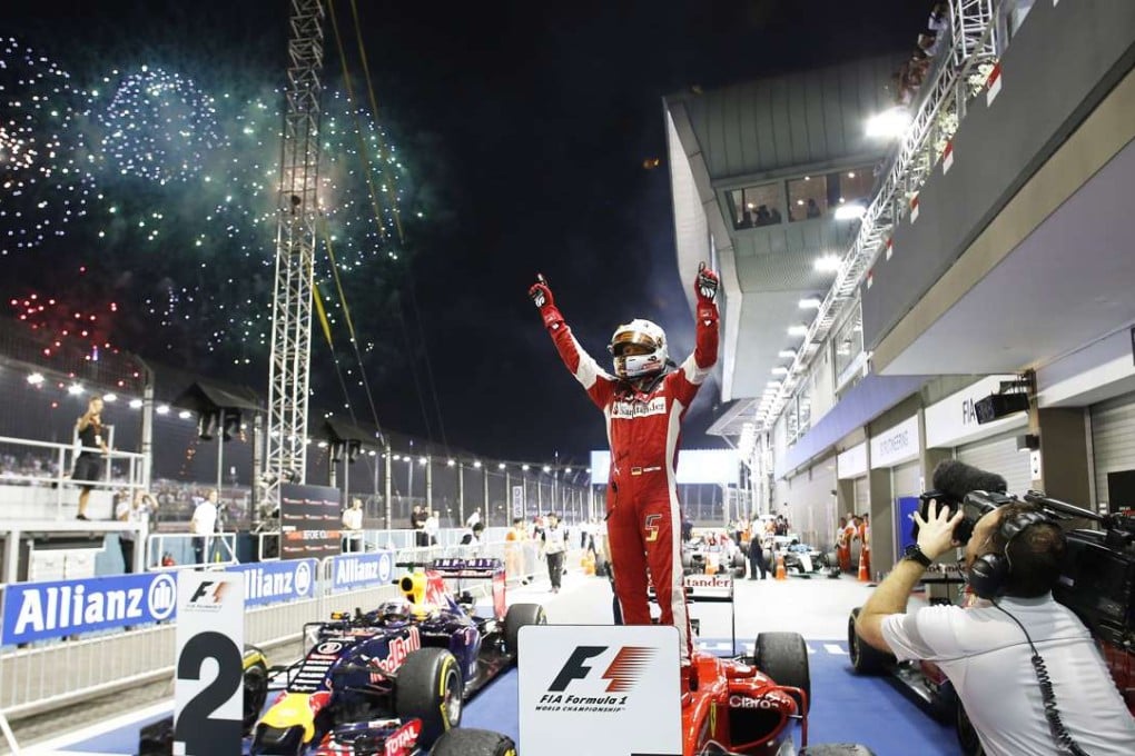 Sebastian Vettel wins for Ferrari on the Singapore track last year. Photo: LAT Photographic