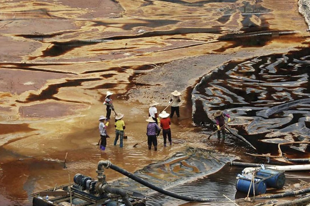 A file picture of pollution at a copper mine in Fujian province. Photo: Reuters