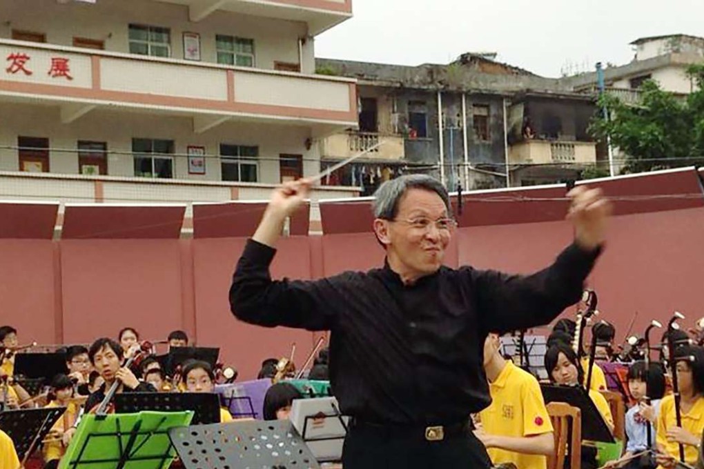 Gordon Siu and members of Music for Our Young Foundation performance in Xinfeng. Photo: SCMP Pictures