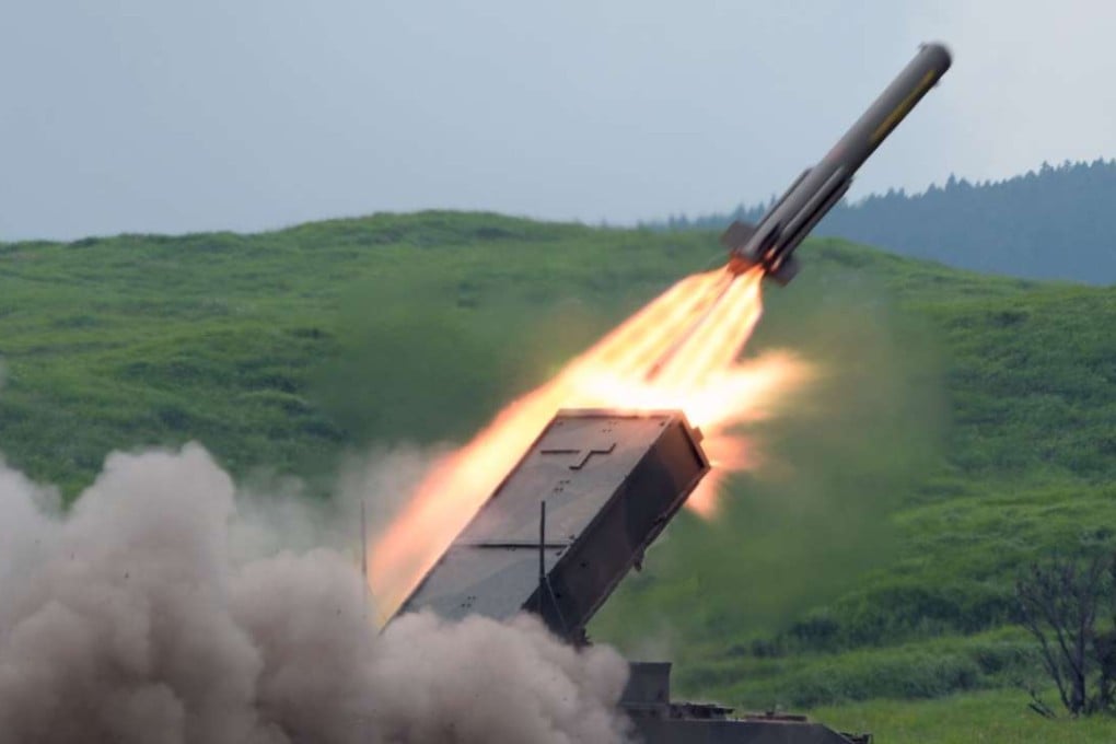 A Japanese Type-92 anti-mine rocket being launched. Photo: AFP