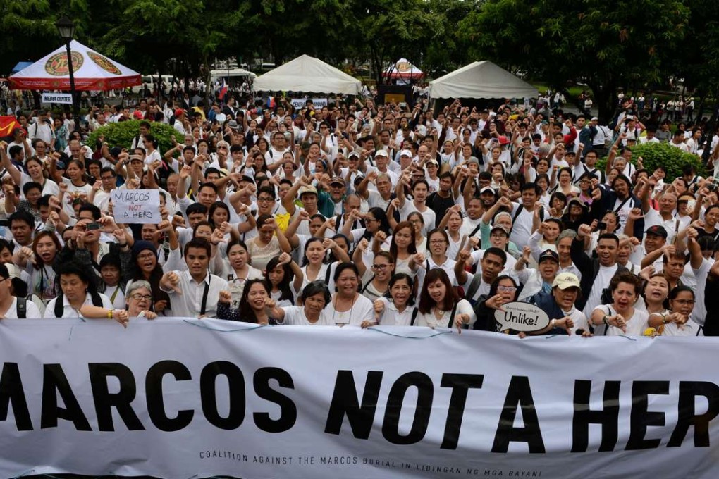 The protests Sunday were joined by Marcos-era victims of torture and imprisonment as well as relatives of victims of extrajudicial killings, which historians say claimed thousands of lives. Photo: AFP